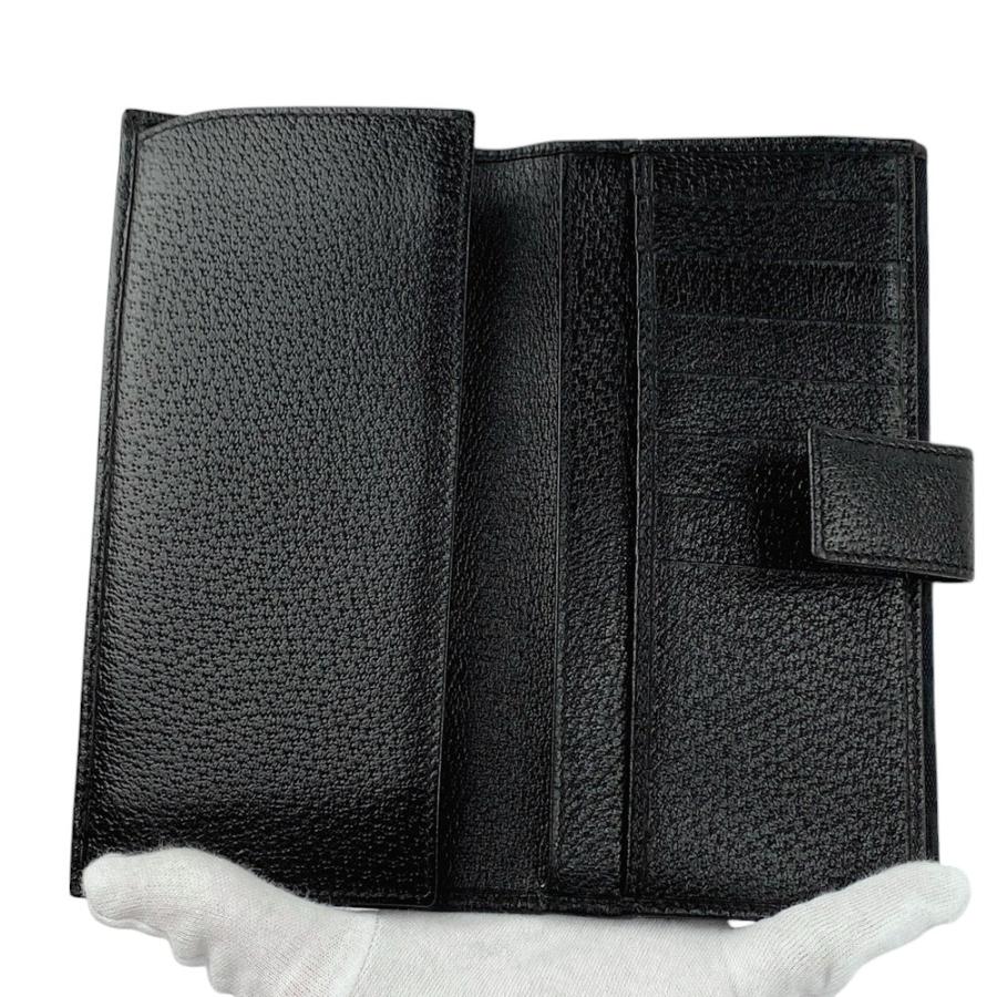 ■美品■　グッチ 長財布 サイフ 二つ折り リボン GG キャンバス レザー ブラック 167464【223532】□ □美品□ グッチ 長財布 サイフ 二つ折り リボン GG キャンバス レザー