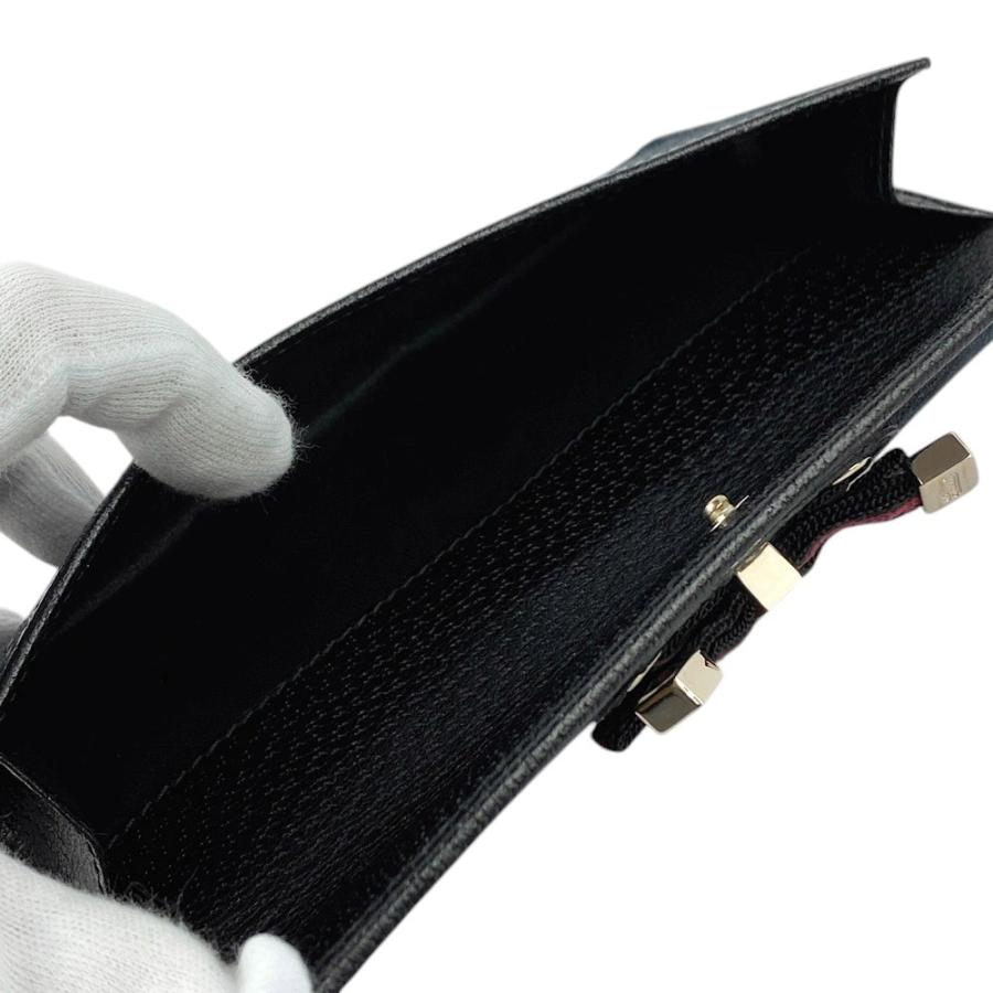 □美品□ グッチ 長財布 サイフ 二つ折り リボン GG キャンバス レザー