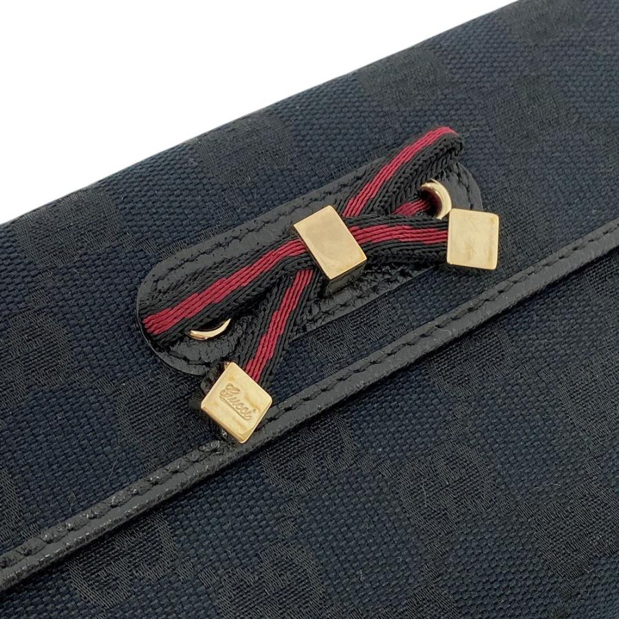 ■美品■　グッチ 長財布 サイフ 二つ折り リボン GG キャンバス レザー ブラック 167464【223532】□ 223532_2.jpg