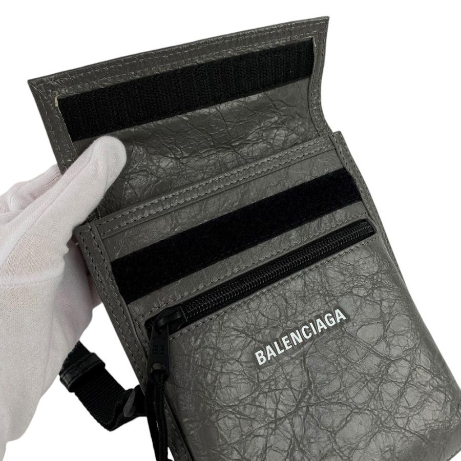 ■中古■　バレンシアガ ショルダー ポシェット エクスプローラー レザー グレー 655982 【228346】◇ BALENCIAGA - □中古□ バレンシアガ ショルダー ポシェット