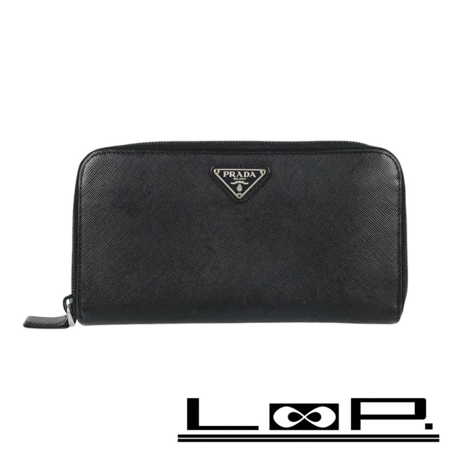 ◆SALE◆　■中古■　プラダ ラウンド 長財布 サフィアーノ レザー ブラック NERO M506A 【233661】★ ◇SALE◇ □中古□ プラダ ラウンド 長財布 サフィアーノ レザー