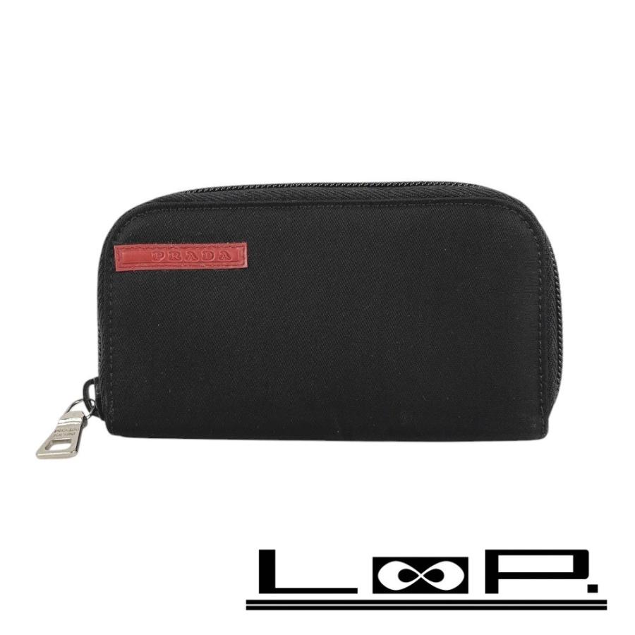 □新同□PRADA プラダ キーケース 6連 テスート ナイロン ブラック