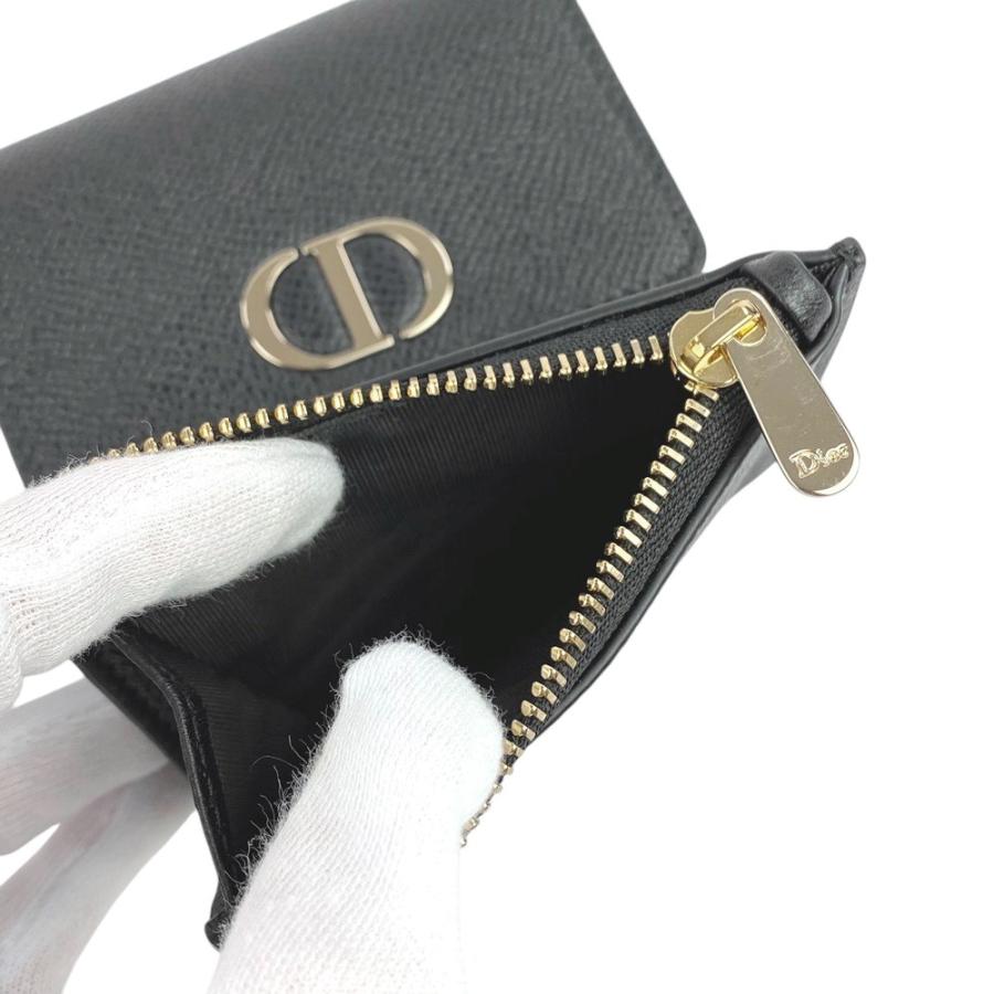 □新同□ ディオール 三つ折り 財布 レザー ブラック GP 箱 【236495