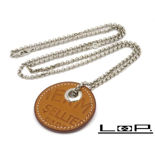 ◇お値打ち品◇ □美品□87cm□ エルメス ロゴ レザー チャーム ロング  