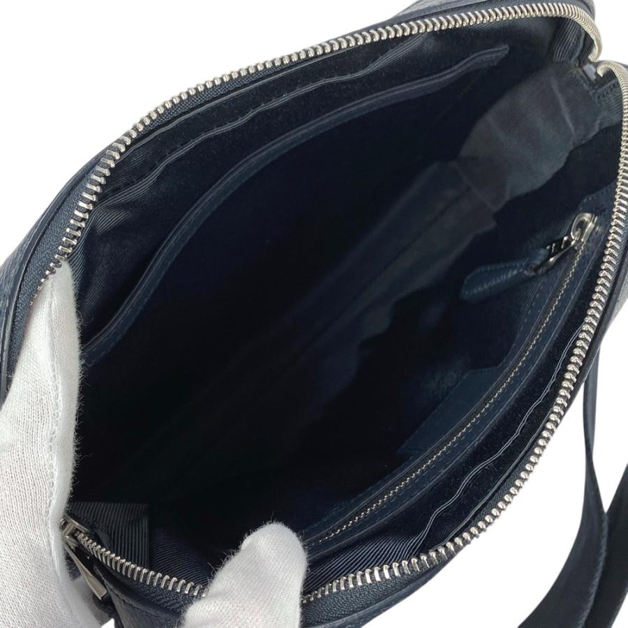 □美品□ ダンヒル ショルダー バッグ カバン 肩掛け レザー ネイビー