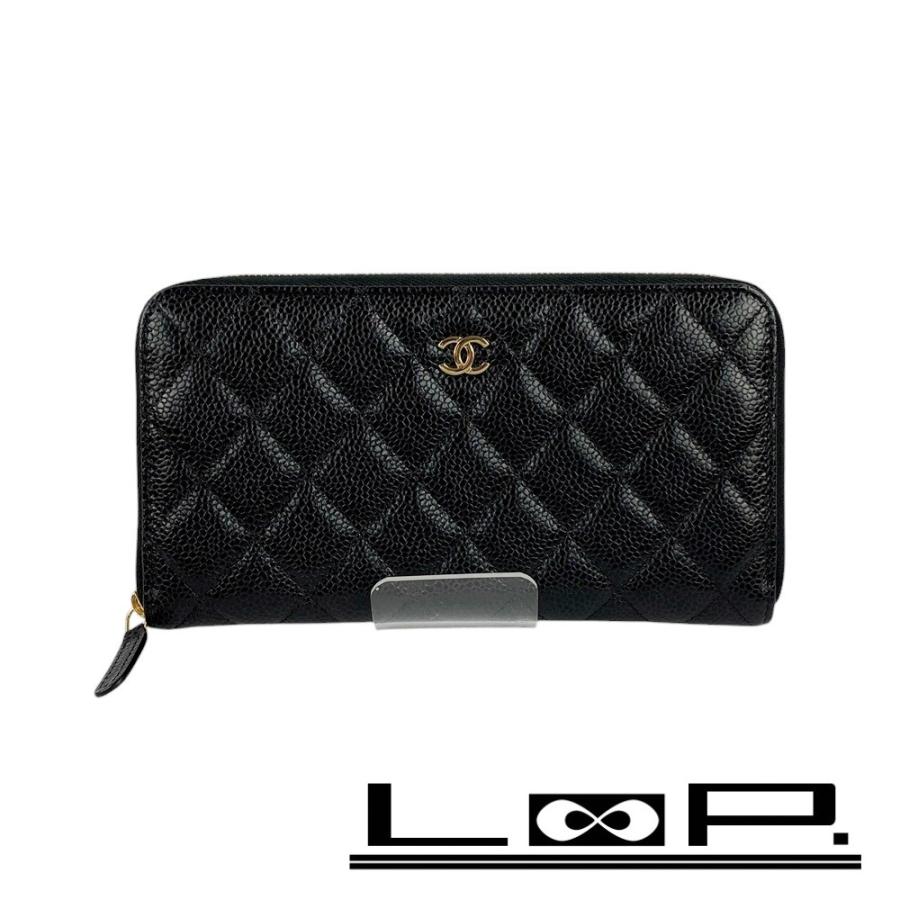 ◆SALE◆　■未使用■　シャネル ラウンド 長財布 財布 キャビアスキン レザー ブラック シール 【259555】〇 ◇SALE◇ □未使用□ シャネル ラウンド 長財布 財布 キャビアスキン