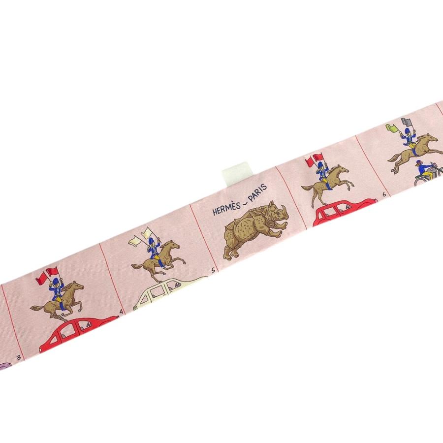 Hermes’ エルメスツイリースカーフ　ピンク　極美品　箱付き　馬柄 ◇SALE◇ □未使用□ エルメス ツイリー スカーフ パレード 馬