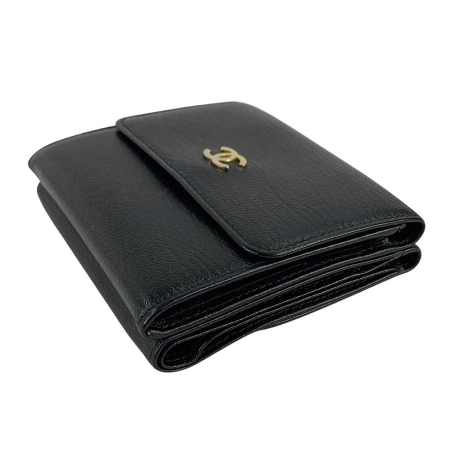 □中古□ シャネル 2つ折り財布 コンパクト ココ カーフ レザー  