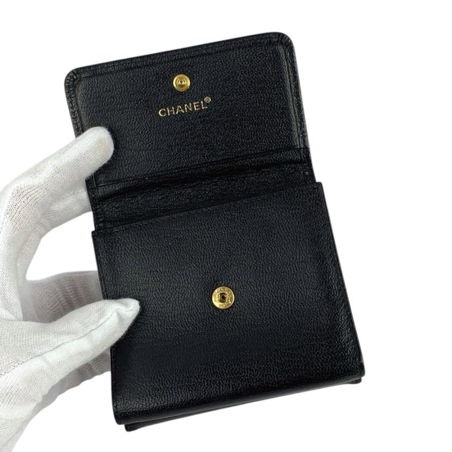 □中古□ シャネル 2つ折り財布 コンパクト ココ カーフ レザー  
