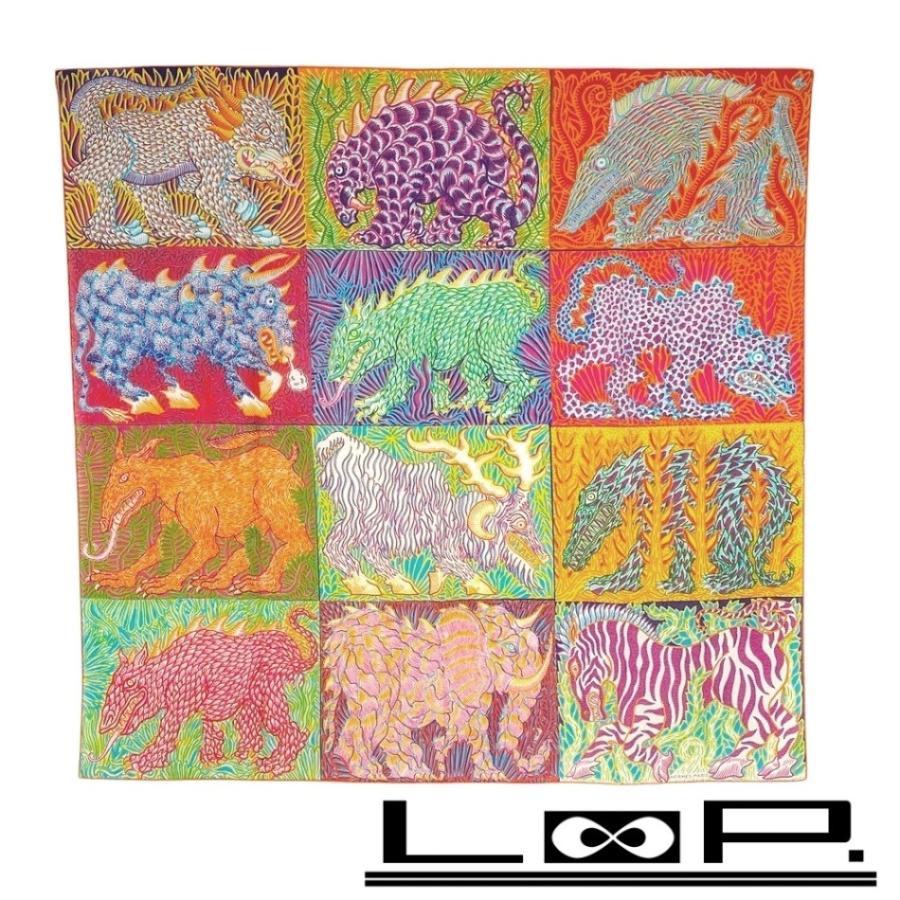 ■未使用■　エルメス カレ100 スカーフ JAN BAJTLIK 怪獣 動物 アニマル ウール シルク オレンジ 【279508】3 | 