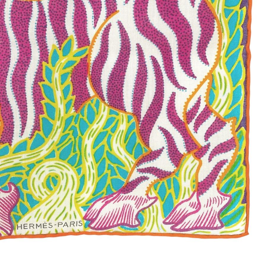 ■未使用■　エルメス カレ100 スカーフ JAN BAJTLIK 怪獣 動物 アニマル ウール シルク オレンジ 【279508】3 |  | 01