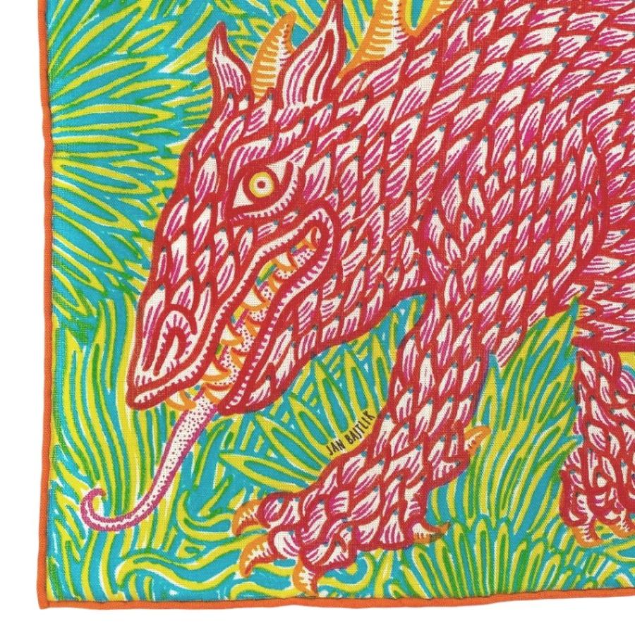 ■未使用■　エルメス カレ100 スカーフ JAN BAJTLIK 怪獣 動物 アニマル ウール シルク オレンジ 【279508】3 |  | 02