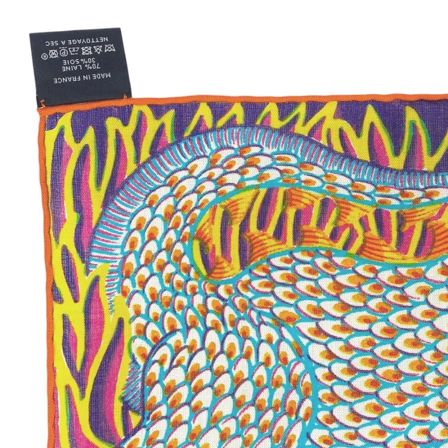 ■未使用■　エルメス カレ100 スカーフ JAN BAJTLIK 怪獣 動物 アニマル ウール シルク オレンジ 【279508】3 |  | 03