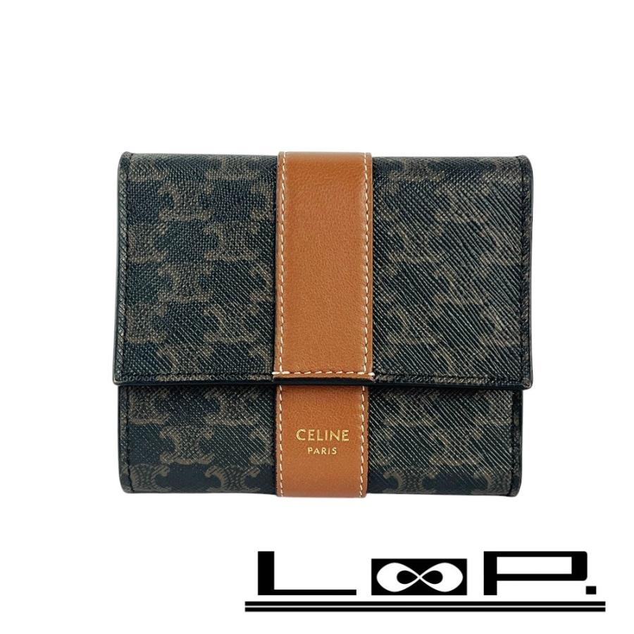 ■中古■　セリーヌ トリオンフ コンパクト 三つ折り 財布 ブラウン 箱 【280405】8 □中古□ セリーヌ トリオンフ コンパクト 三つ折り 財布 ブラウン 箱