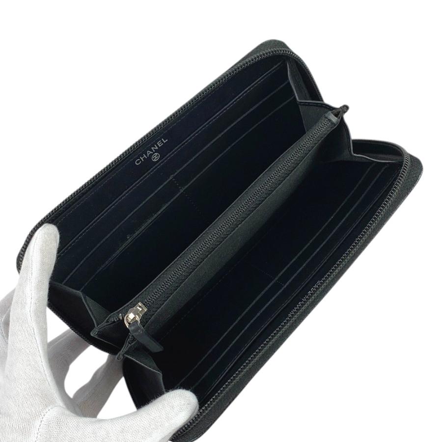 ◆SALE◆　■美品■　シャネル ラウンド ジップ 長財布 キャビア スキン レザー ブラック 【283345】1 ◇SALE◇ □美品□ シャネル ラウンド ジップ 長財布 キャビア スキン