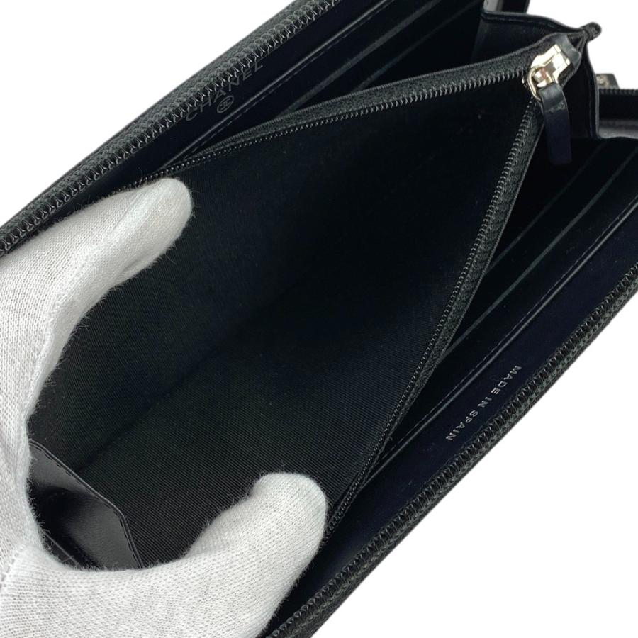 ◇SALE◇ □美品□ シャネル ラウンド ジップ 長財布 キャビア スキン