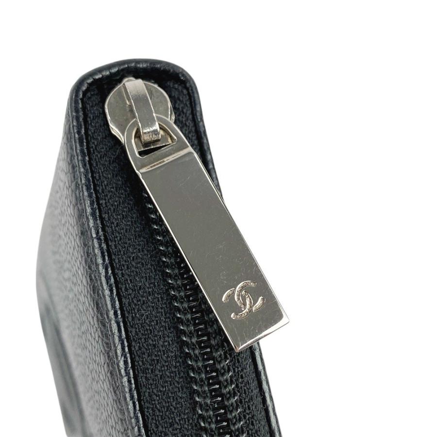 ◆SALE◆　■美品■　シャネル ラウンド ジップ 長財布 キャビア スキン レザー ブラック 【283345】1 ◇SALE◇ □美品□ シャネル ラウンド ジップ 長財布 キャビア スキン