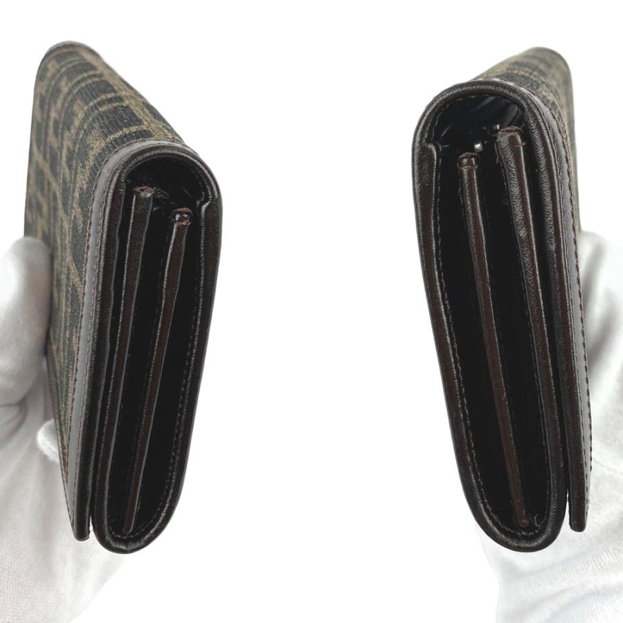 □新同□ フェンディ 長財布 ズッカ ブラウン レザー キャンバス 30851