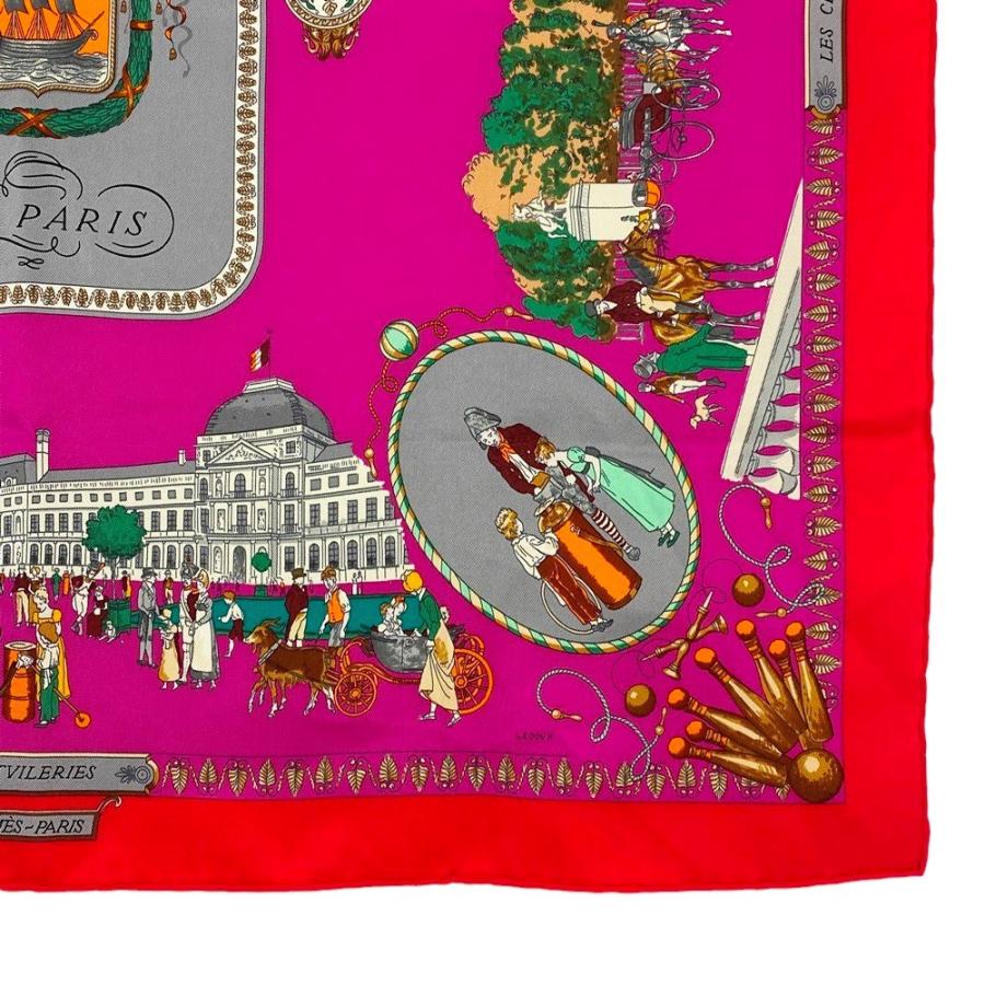 ■美品■　エルメス カレ 70 スカーフ PROMENADES DE PARIS ピンク レッド シルク 【287756】1 |  | 04