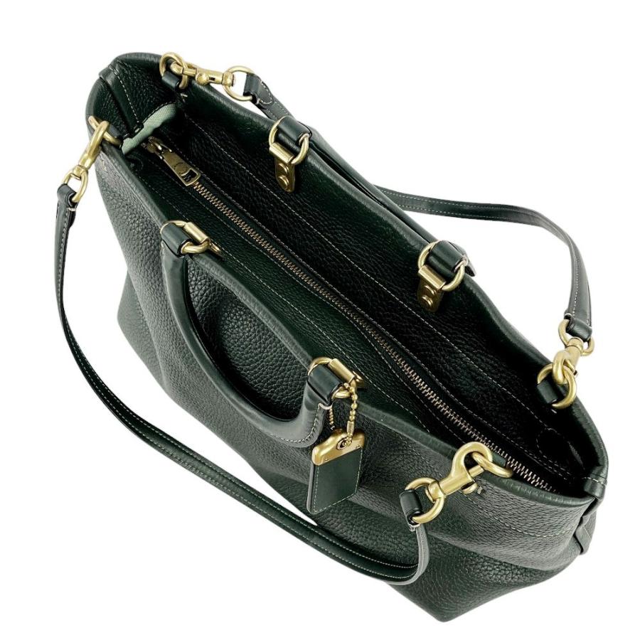 【極美品】コーチ　ローグ　2way バッグ　レイ　レザー　大容量　グリーン □美品□ コーチ ローグ 31 トート バッグ 2way ペブル グラブタン