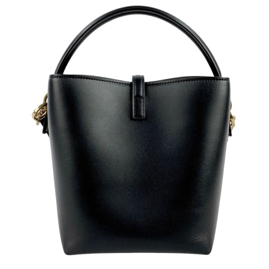 ■新同■　イヴ サンローラン LE37 ミニ 2WAY バケット ハンド ショルダー バッグ YSL ロゴ レザー ブラック 箱 【292170】5 □新同□ イヴ サンローラン LE37 ミニ 2WAY バケット ハンド