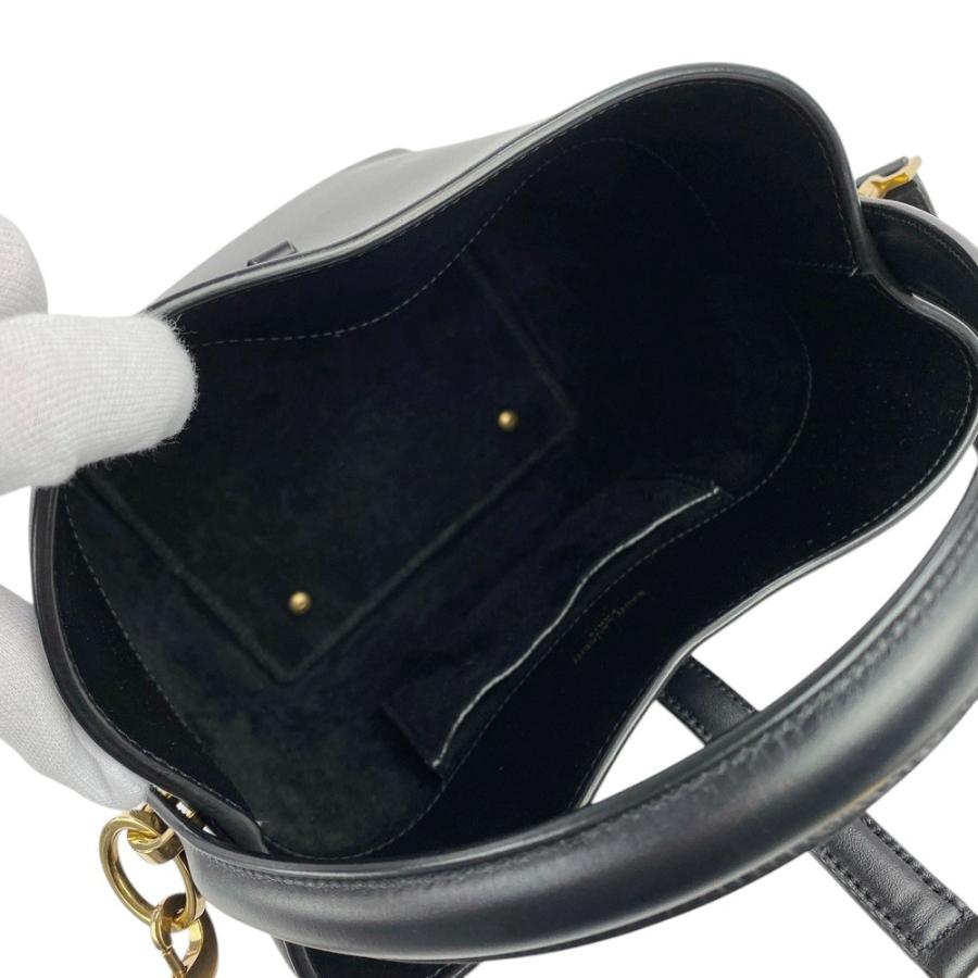 ■新同■　イヴ サンローラン LE37 ミニ 2WAY バケット ハンド ショルダー バッグ YSL ロゴ レザー ブラック 箱 【292170】5 □新同□ イヴ サンローラン LE37 ミニ 2WAY バケット ハンド