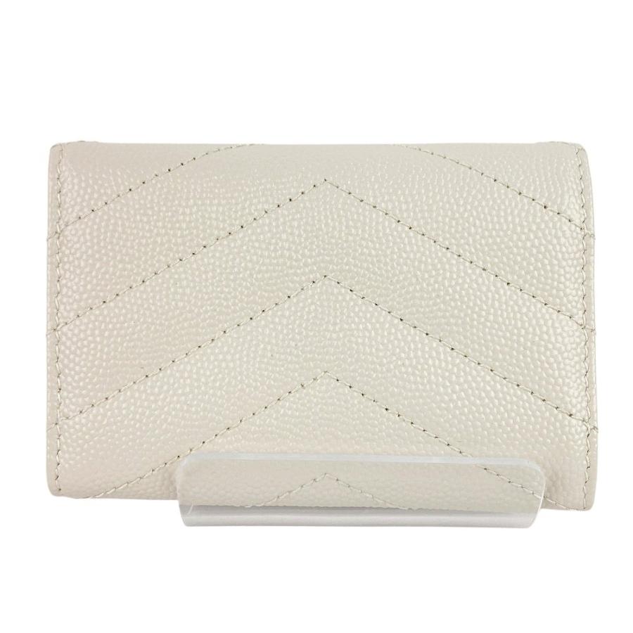■美品■　イブサンローラン オリガミ タイニー ウォレット ３つ折り 財布 レザー ホワイト アイボリー 箱 【292569】5 □美品□ イブサンローラン オリガミ タイニー ウォレット 3つ折り