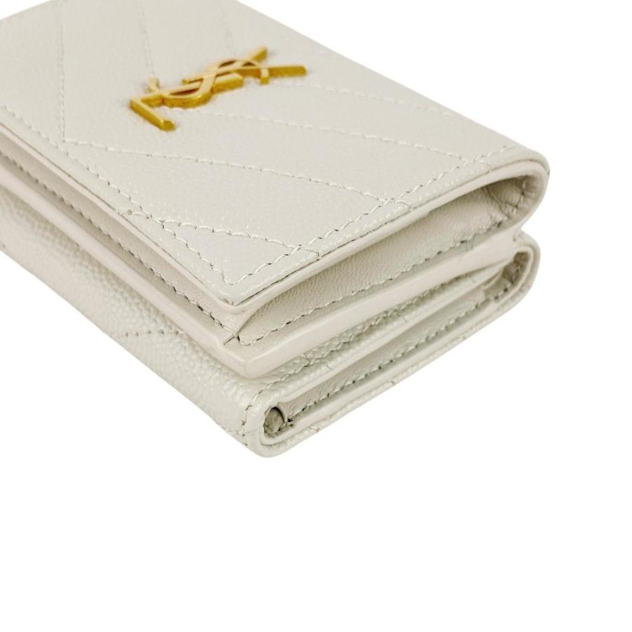 ■美品■　イブサンローラン オリガミ タイニー ウォレット ３つ折り 財布 レザー ホワイト アイボリー 箱 【292569】5 □美品□ イブサンローラン オリガミ タイニー ウォレット 3つ折り