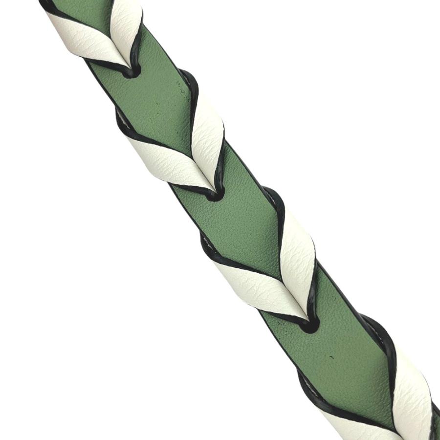 ■新同■　ロエベ  ブレイデッドストラップ バッグストラップ ショルダーベルト レザー GP グリーン ホワイト 箱 【292668】7 |  | 04