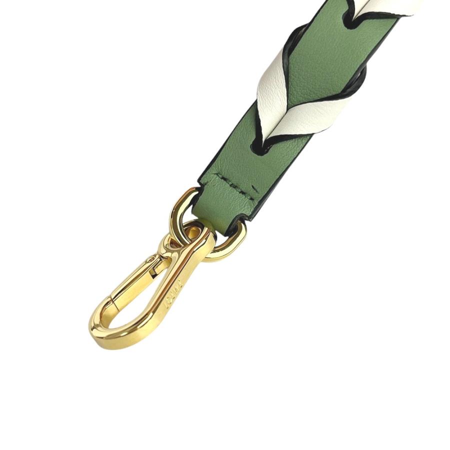 ■新同■　ロエベ  ブレイデッドストラップ バッグストラップ ショルダーベルト レザー GP グリーン ホワイト 箱 【292668】7 |  | 05