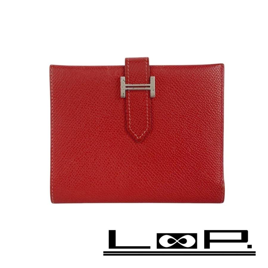 ■中古■　エルメス ベアン コンパクト 2つ折り 財布 クシュベル ルージュヴィフ □C刻 【300608】1 | 