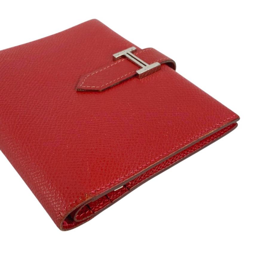 ■中古■　エルメス ベアン コンパクト 2つ折り 財布 クシュベル ルージュヴィフ □C刻 【300608】1 □中古□ エルメス ベアン コンパクト 2つ折り 財布 クシュベル