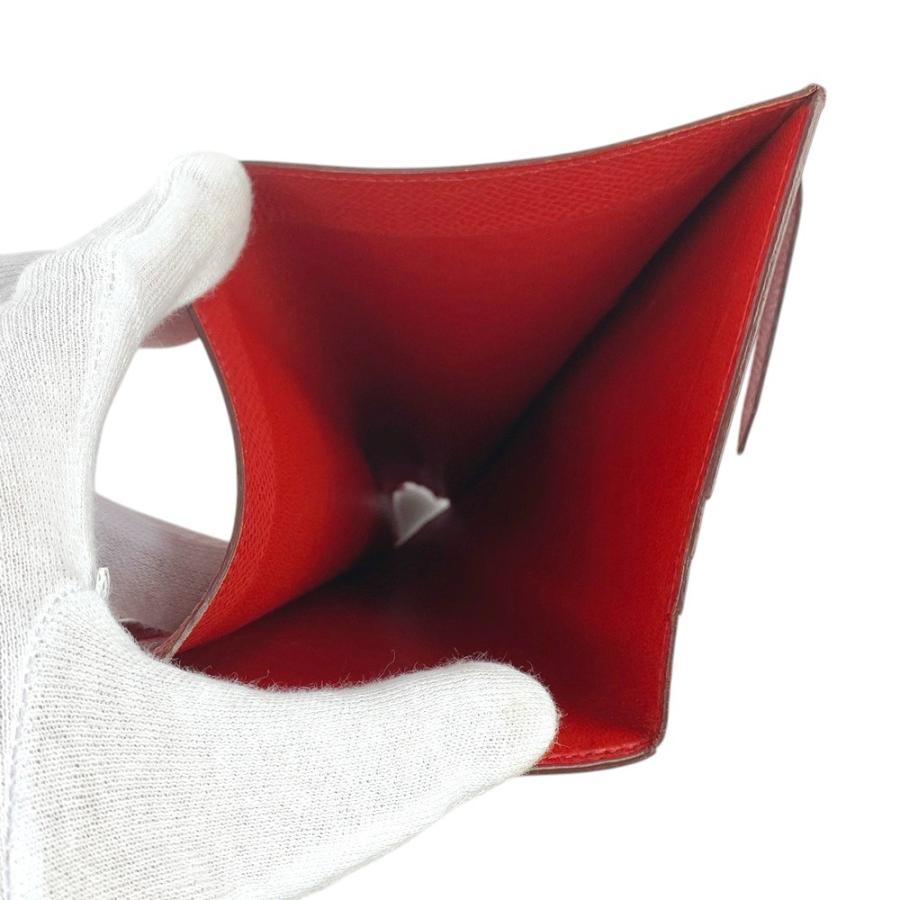 ■中古■　エルメス ベアン コンパクト 2つ折り 財布 クシュベル ルージュヴィフ □C刻 【300608】1 □中古□ エルメス ベアン コンパクト 2つ折り 財布 クシュベル