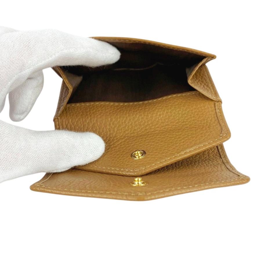 □美品□ ミュウミュウ 三つ折り 財布 コンパクト レザー ブラウン 箱