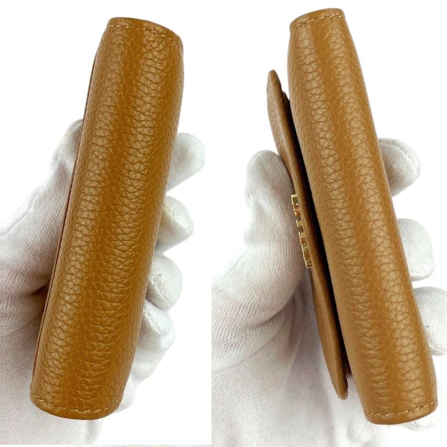 □美品□ ミュウミュウ 三つ折り 財布 コンパクト レザー ブラウン 箱