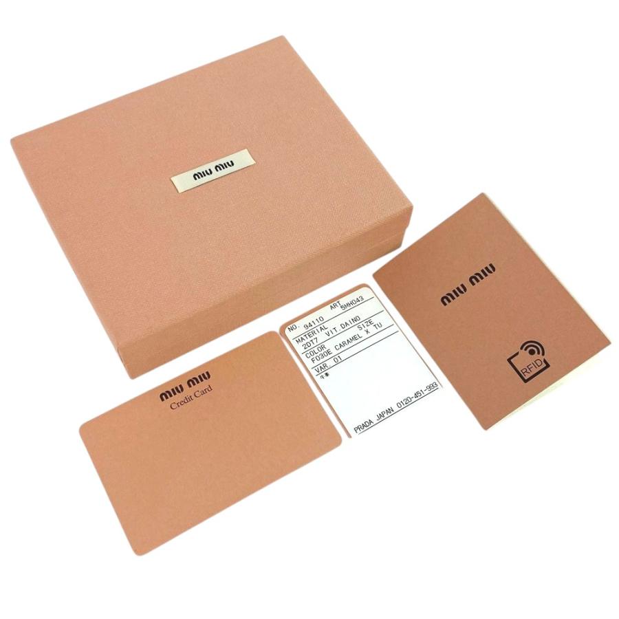 □美品□ ミュウミュウ 三つ折り 財布 コンパクト レザー ブラウン 箱