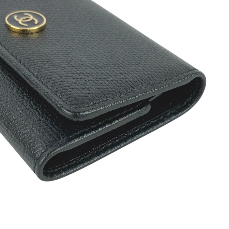 良品　CHANEL シャネル　レザー　ココボタン　6連キーケース　ブラック　黒 ◇SALE◇ □未使用□ シャネル ココボタン 6連 キーケース 鍵