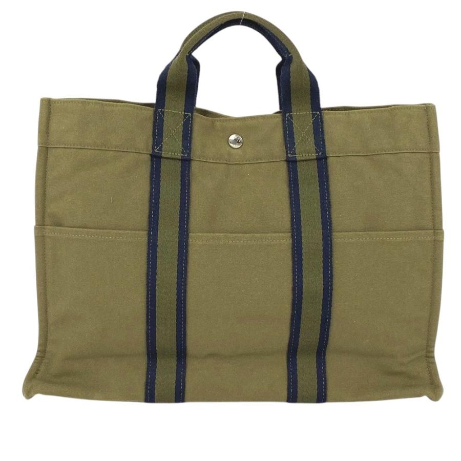 □美品□ エルメス フールトゥ トートバッグL キャンバス カーキ 725C 