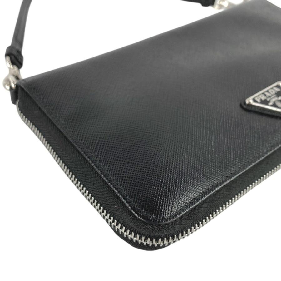 ■中古■現行■　プラダ トライアングル ドキュメントケース 長財布 サフィアーノ ブラック NERO ZML051 箱 【303258】4 □中古□現行□ プラダ トライアングル ドキュメントケース 長財布