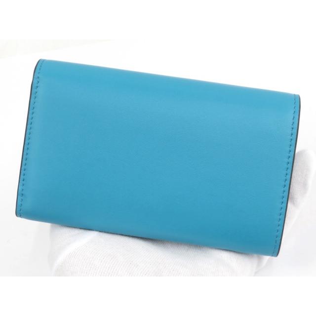 ■新同■　トッズ T タイムレス 三つ折り 財布 カーフ レザー ターコイズ 箱 【30581】 □新同□ トッズ T タイムレス 三つ折り 財布 カーフ レザー