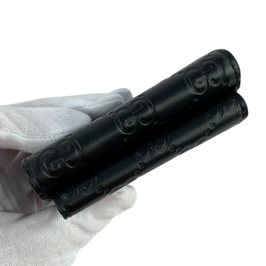 ■新同■　グッチ 三つ折り 財布 グッチシマ ブラック 547070 箱 【306006】8 □新同□ グッチ 三つ折り 財布 グッチシマ ブラック 547070 箱