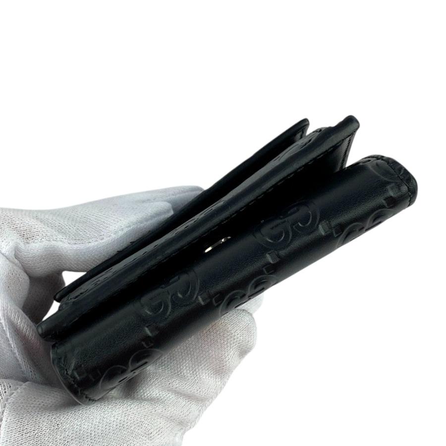□新同□ グッチ 三つ折り 財布 グッチシマ ブラック 547070 箱