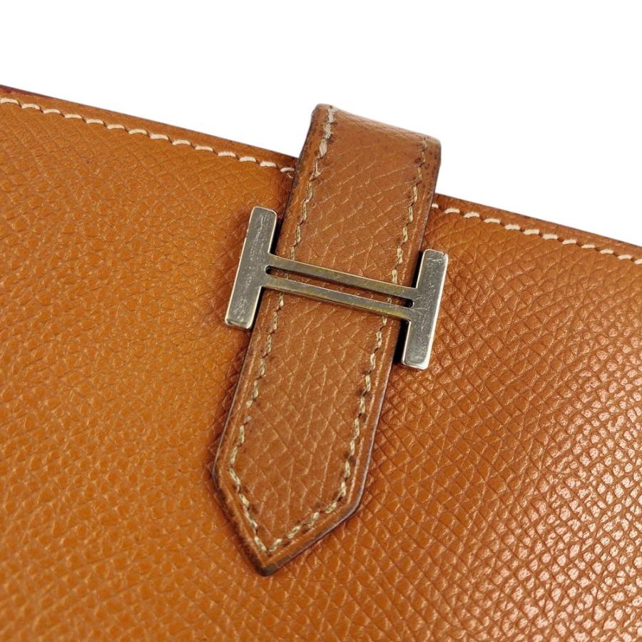 □中古□ エルメス ベアン 長財布 エプソン ゴールド ブラウン □I刻  