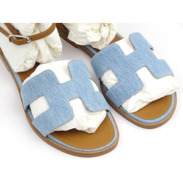 【値下げ】■未使用■　エルメス サントリーニ サンダル 靴 ブルークレール #35 箱 H231106Z CB355 【31311】 |  | 01