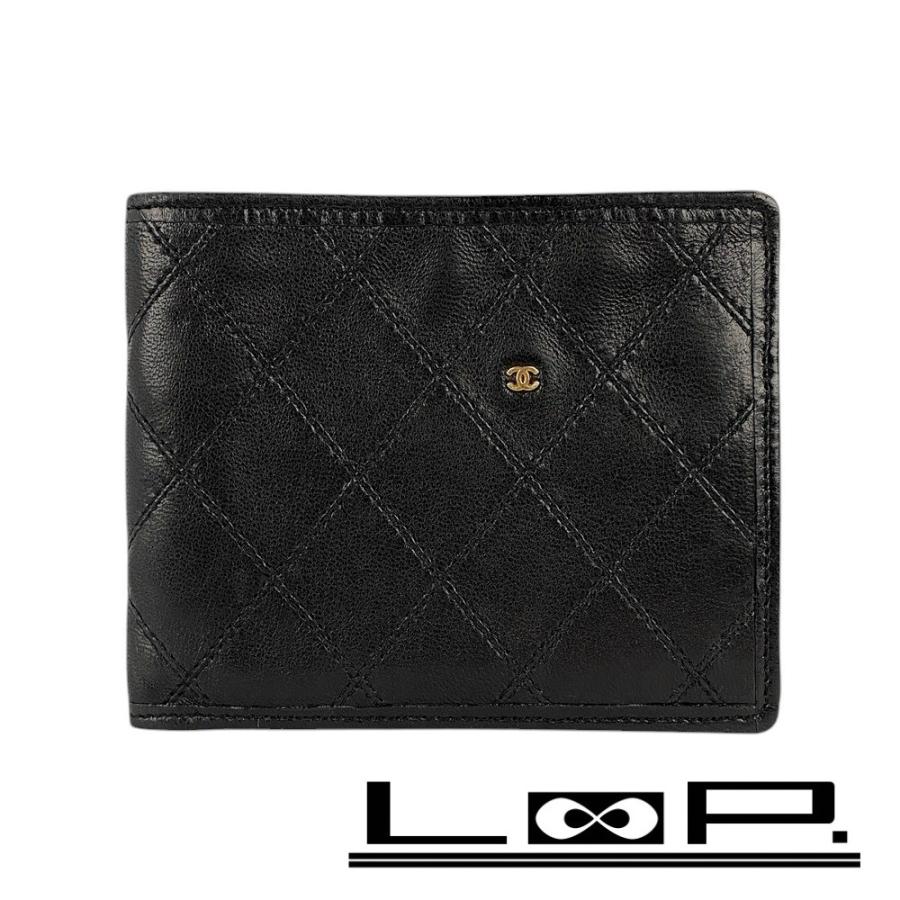 ■美品■　シャネル ビコローレ 二つ折り 札入れ 財布 ラム レザー ブラック 【314520】2 | 