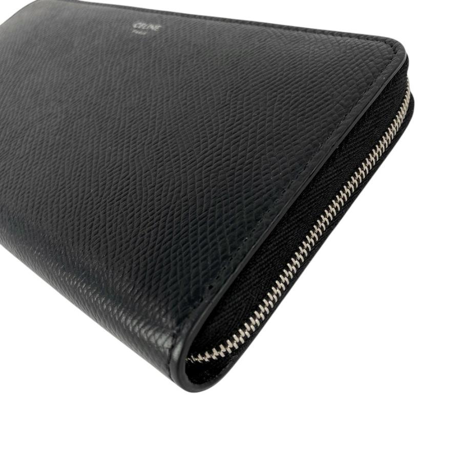 □美品□ セリーヌ 長財布 ラウンド ジップ レザー ブラック