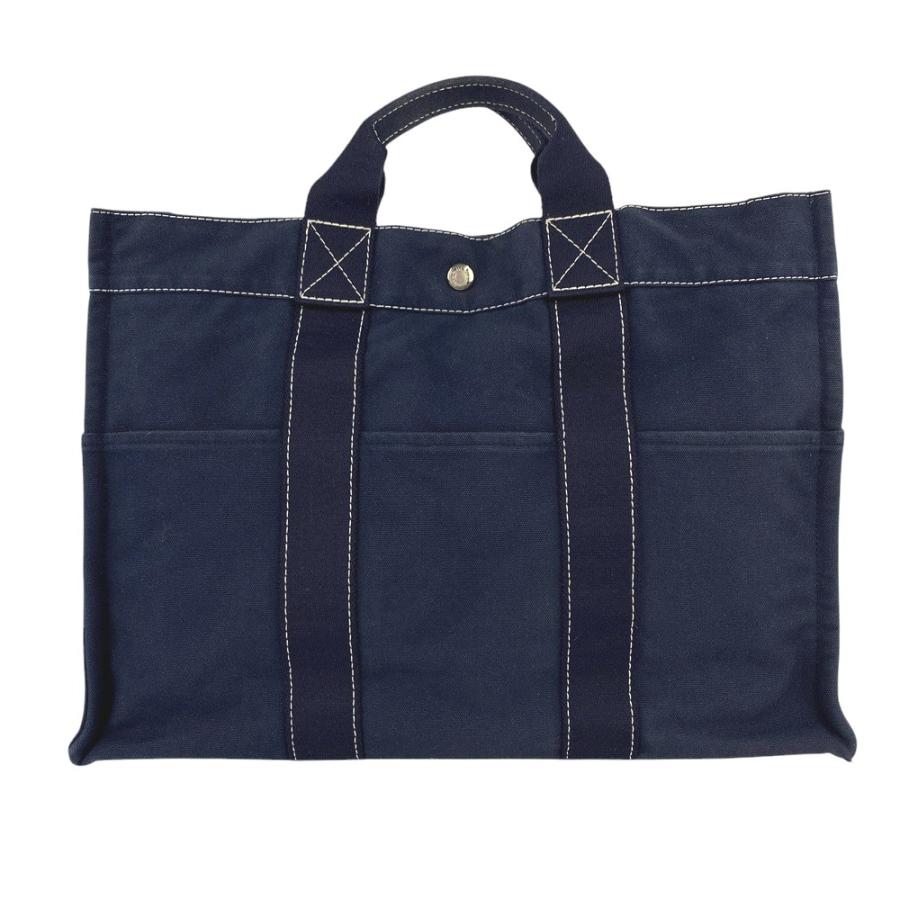 □中古□ エルメス ドーヴィル トート MM バッグ キャンバス ネイビー