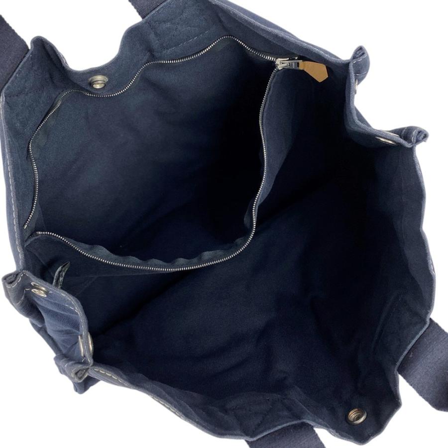 □中古□ エルメス ドーヴィル トート MM バッグ キャンバス ネイビー
