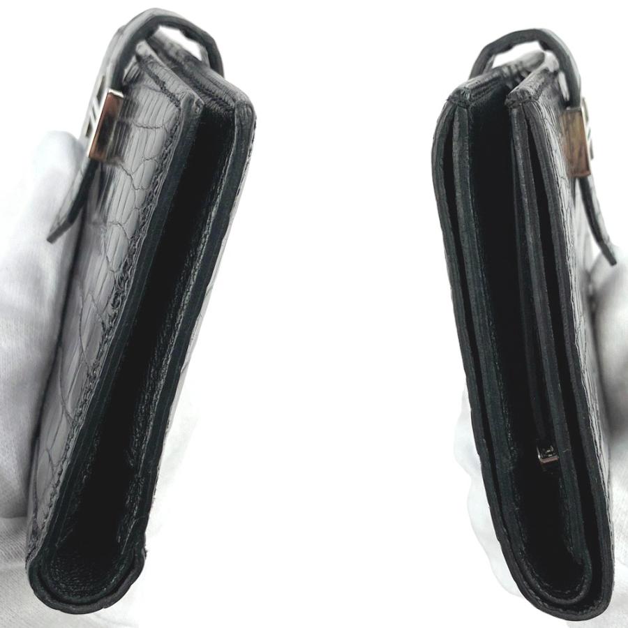 ■中古■　エルメス ベアン コンパクト 2つ折り 財布 クロコ アリゲーター ブラック 黒 ノワール W刻 【317675】3 □中古□ エルメス ベアン コンパクト 2つ折り 財布 クロコ