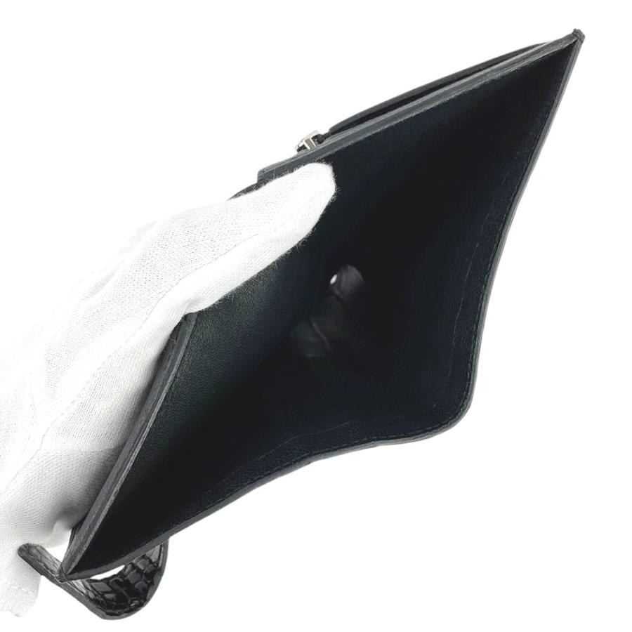 □中古□ エルメス ベアン コンパクト 2つ折り 財布 クロコ